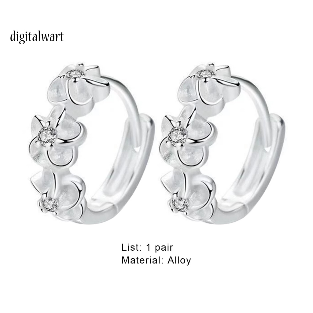 Kỹ Thuật Số| 1 Đôi Bông Tai Tròn Màu Trơn Hình Hoa Bằng Thép Không Gỉ Chống Dị Ứng Dành Cho Nữ