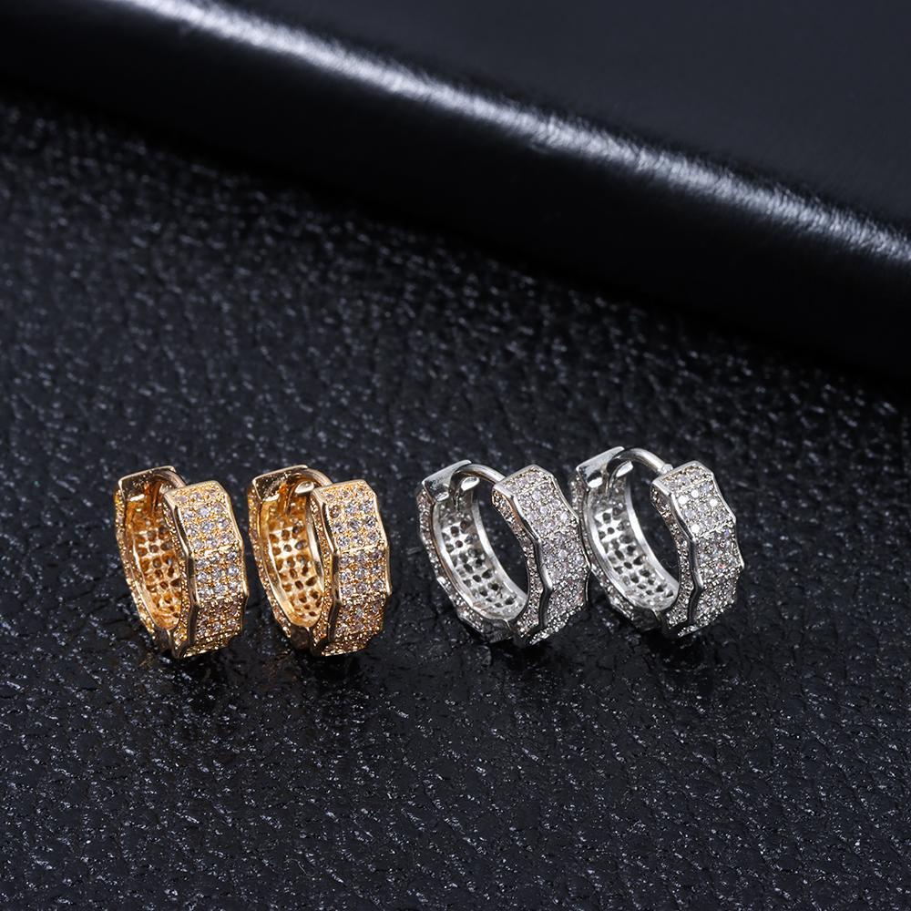 LONNGZHUAN Thời trang mới Tất cả Earrings Hip Hop Vòng Hoop Giày Nail Cubic Zirconia Vàng và Bạc Lady Men