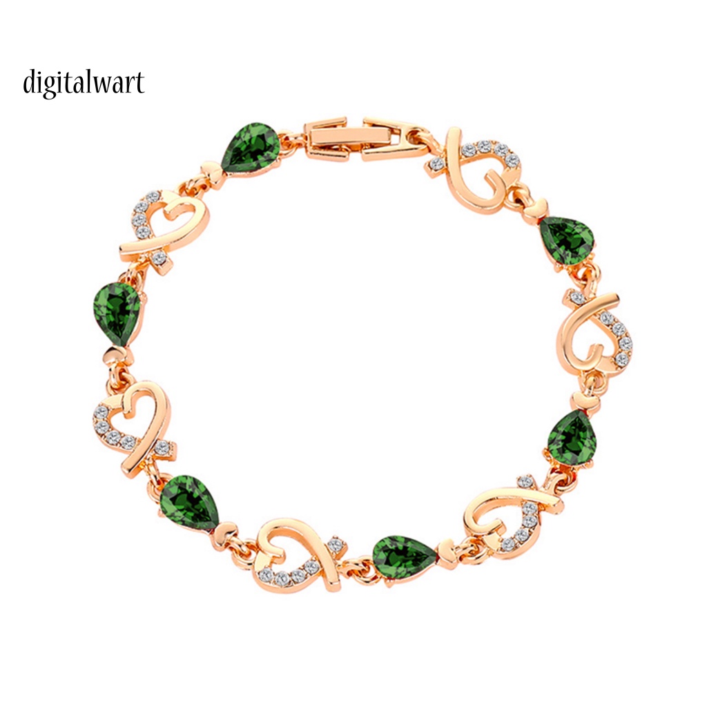 Kỹ Thuật Số| Vòng Tay Đính Đá Zircon Hình Trái Tim Thanh Lịch Cho Nữ