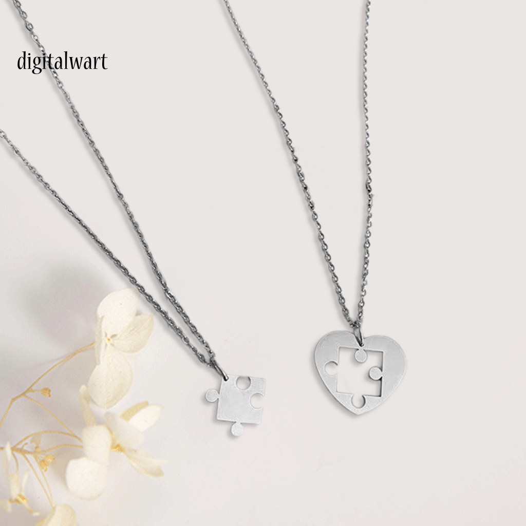 Kỹ Thuật Số| 1 Cặp Dây Chuyền Mạ Điện Hình Mảnh Ghép Trái Tim Phong Cách Punk Thích Hợp Làm Quà Tặng Cho Cặp Đôi