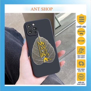 Ốp l iphone  lá bồ đề vạn sự bình an  cạnh vuông chống sốc 7plus/8plus/x/xs/xsmax/11/12/13/pro/14/promax