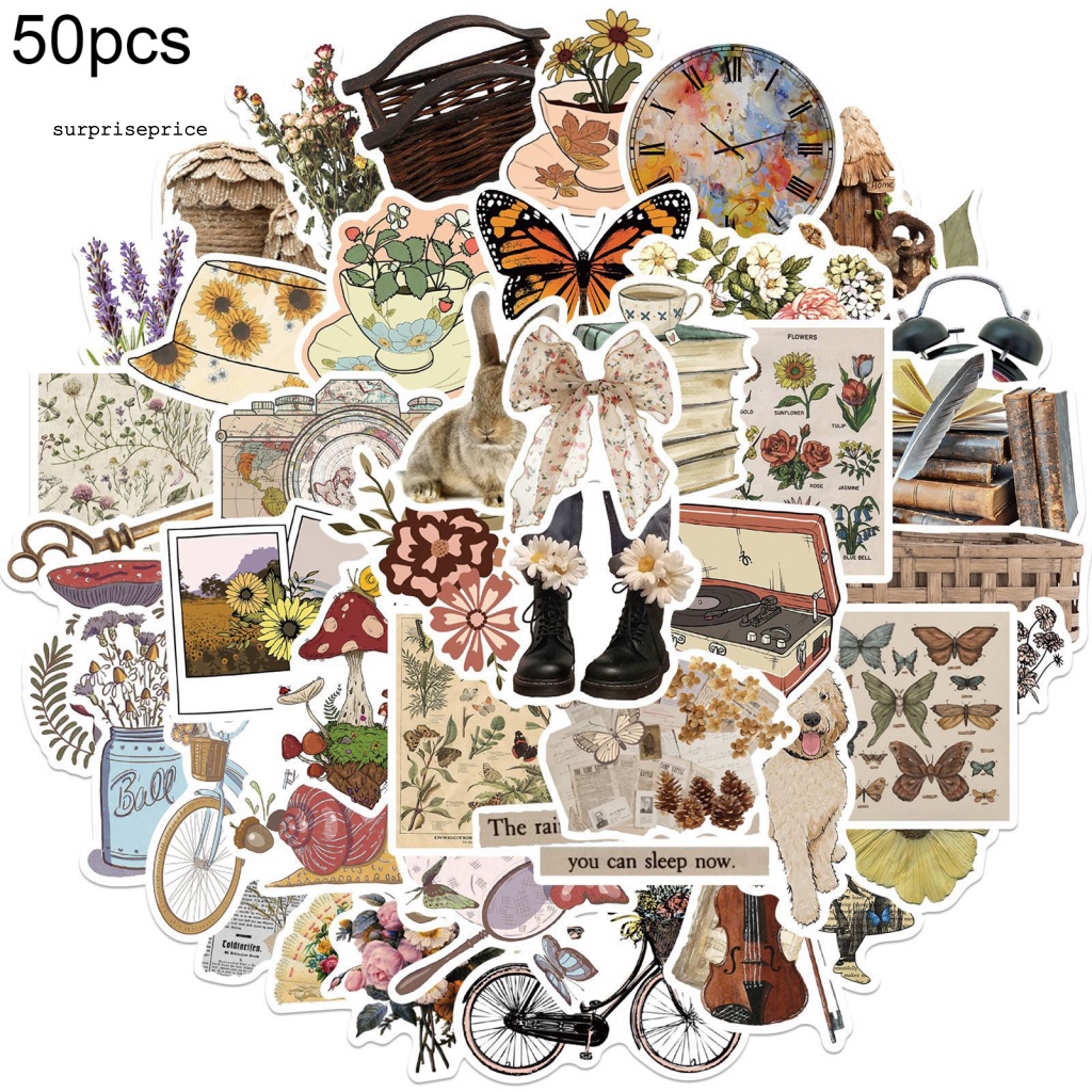 Bộ 50 Đề Can Kiểu Hoạt Hình Cổ Điển Gọn Nhẹ Chống Thấm Nước Không Để Lại Dấu Vết Dùng Trang Trí Ván Trượt /