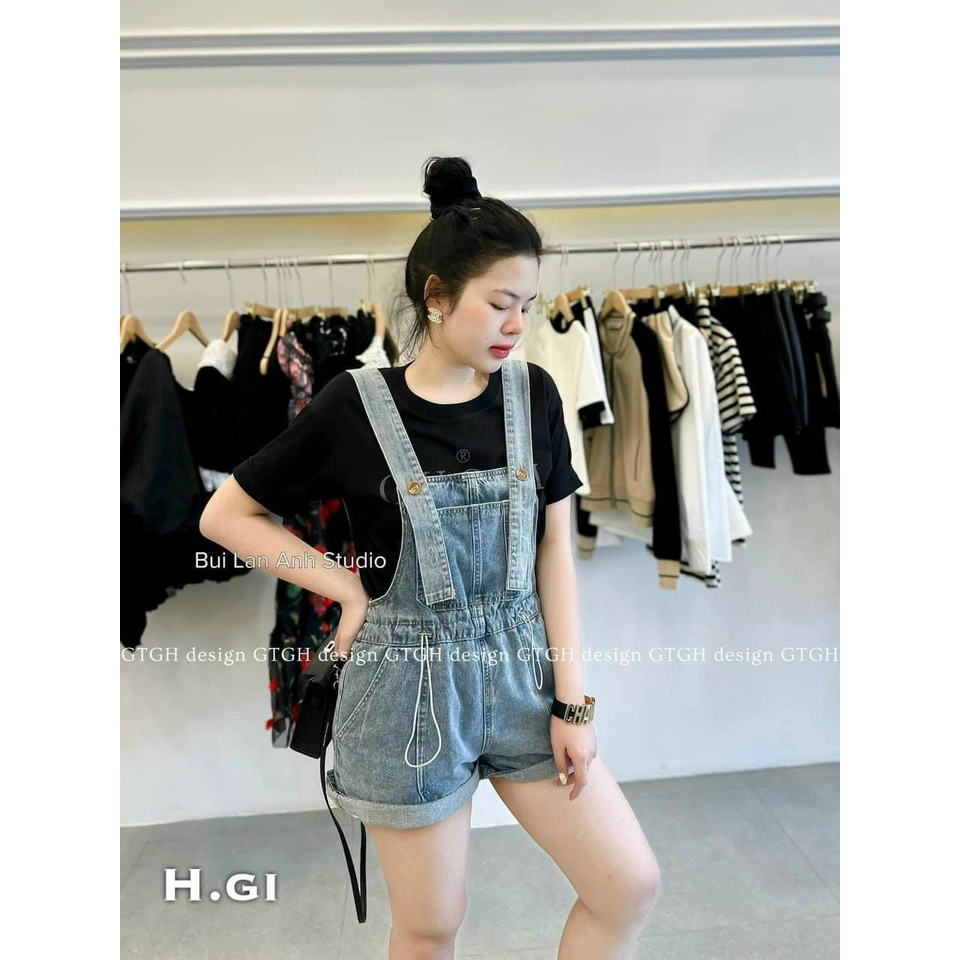 ✨BÁN SỈ✨Yếm Jeans màu nhạt rút dây eo dáng short