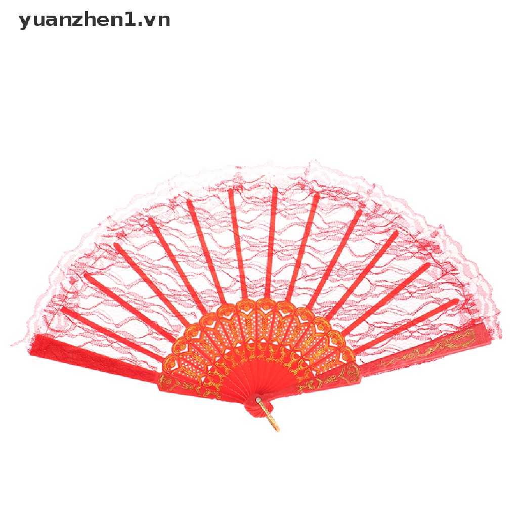 1 Quạt Ren Cầm Tay Gấp Gọn Kiểu Trung Hoa Dùng Làm Quà Tặng Đám Cưới