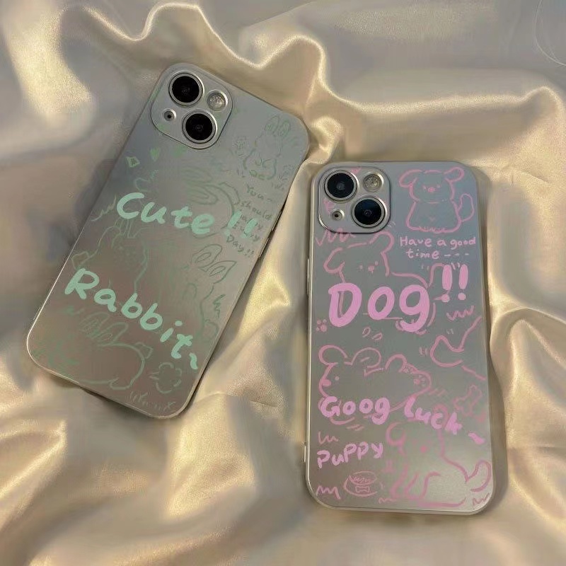 Ốp Điện Thoại TPU Silicon Mềm Chống Sốc Mạ Điện Hình Cún / Thỏ Dễ Thương Cho IPhone 11 14 13 12 Pro XS Max XR X 8 + 7 6S Plus