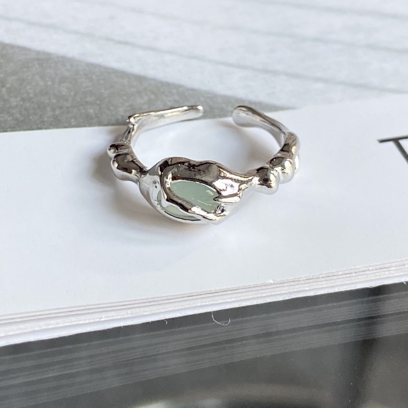 Nhẫn Ngọc Bích Phong Cách Hàn Quốc Cổ Điển Sang Trọng Cho Nữ