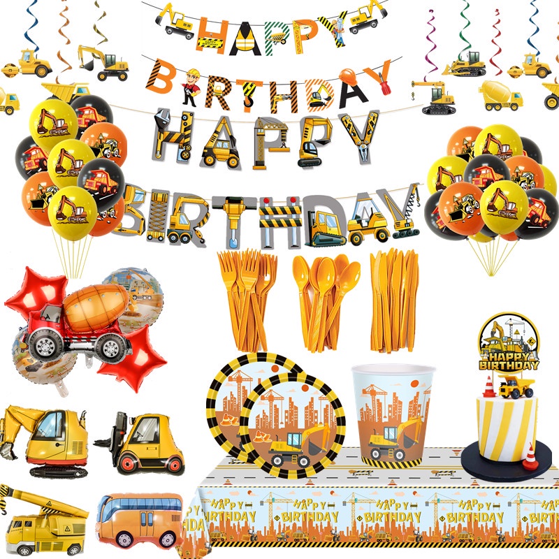 Bộ Bong Bóng + Cờ Chủ Đề Xe Hơi / Bánh Kem / Xe Tải Độc Đáo Trang Trí Tiệc Sinh Nhật / Giáng Sinh / halloween