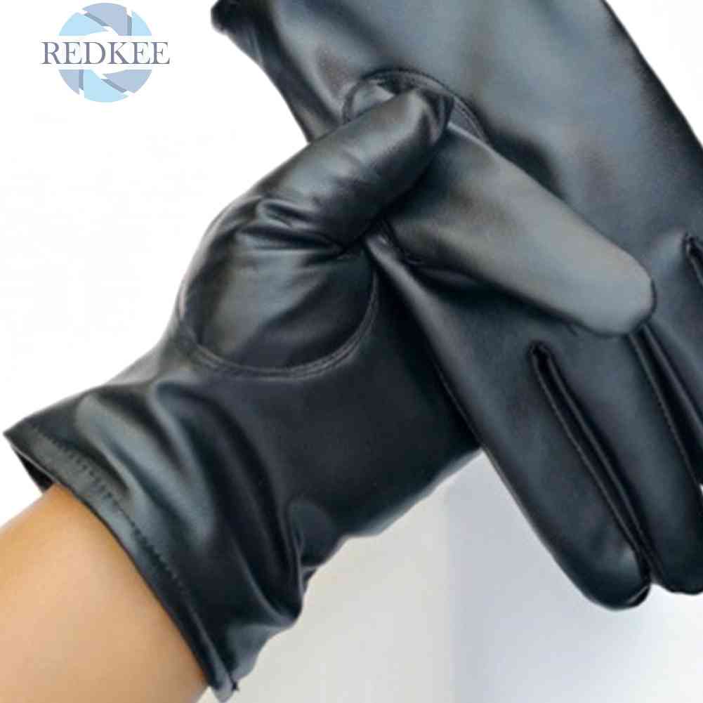 Găng Tay Sưởi Ấm Bằng Da PU Cho Nam Nữ