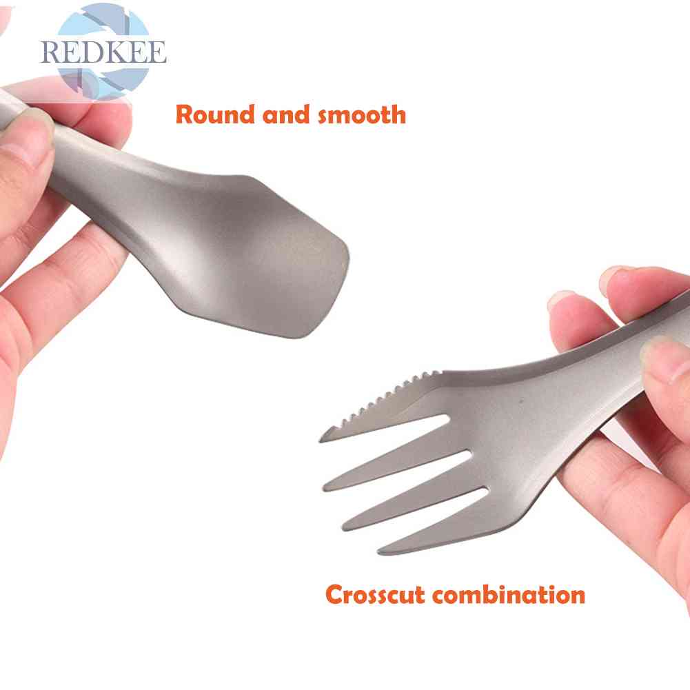 Bộ Muỗng Nĩa 3 Trong 1 Bằng Titan Dùng Cho Cắm Trại