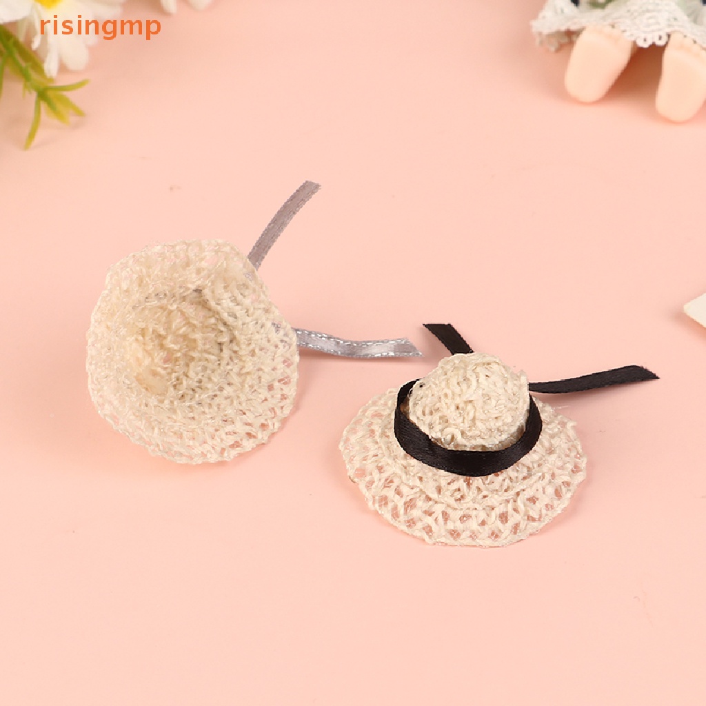 Mũ Rơm Đan Thắt Nơ Dễ Thương Trang Trí Nhà Búp Bê