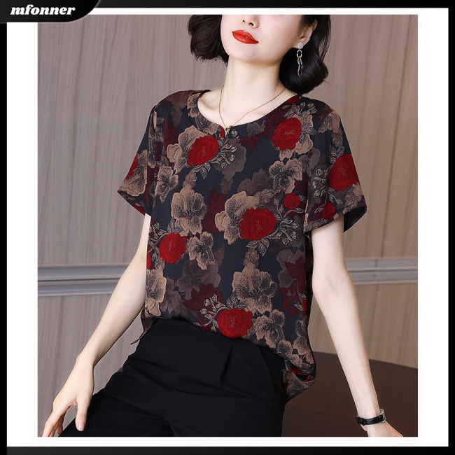 Áo Thun Tay Ngắn Cổ Tròn Dáng Rộng In Họa Tiết Kiểu Retro Thời Trang Cho Bạn Gái