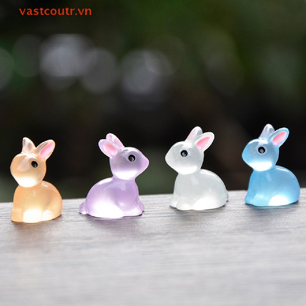 Set 10 Tượng Thỏ Mini Phát Quang Xinh Xắn Dùng Để Trang Trí