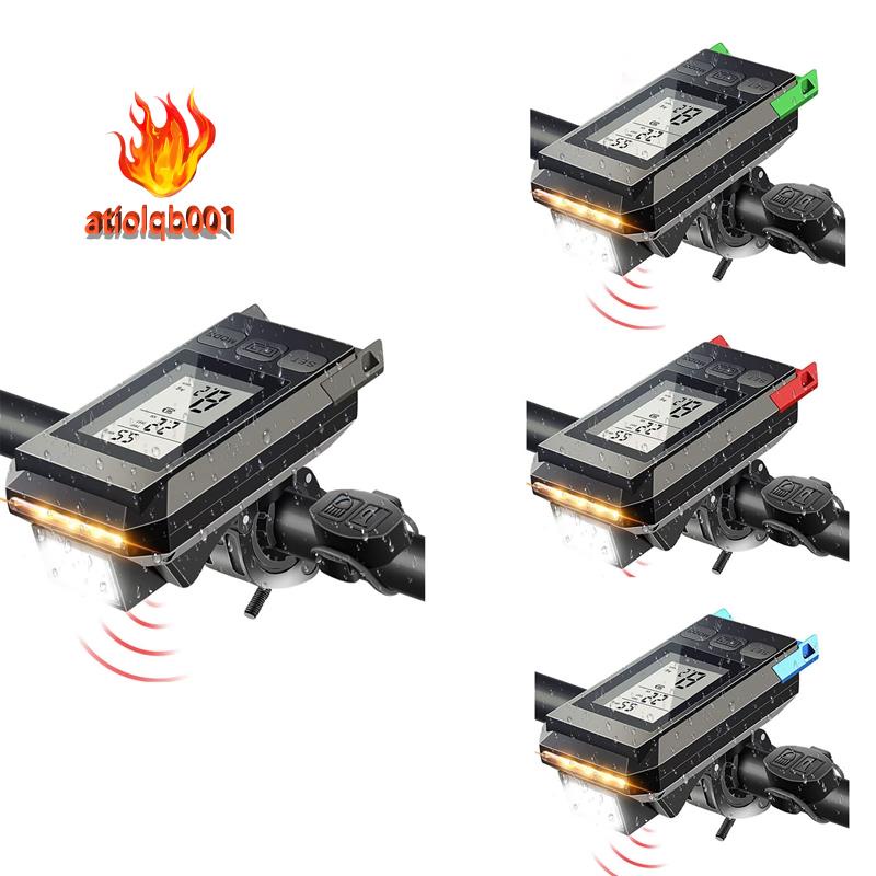 Đèn Pha Xe Đạp Có Màn Hình LCD Hiển Thị Tốc Độ Và Còi Sạc USB 4 Trong 1 Màu Đen