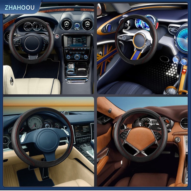 ☃Nhà Cửa☃ Vỏ Bọc Vô Lăng Xe Hơi Bằng Da Co Giãn Chống Trượt Và Mài Mòn