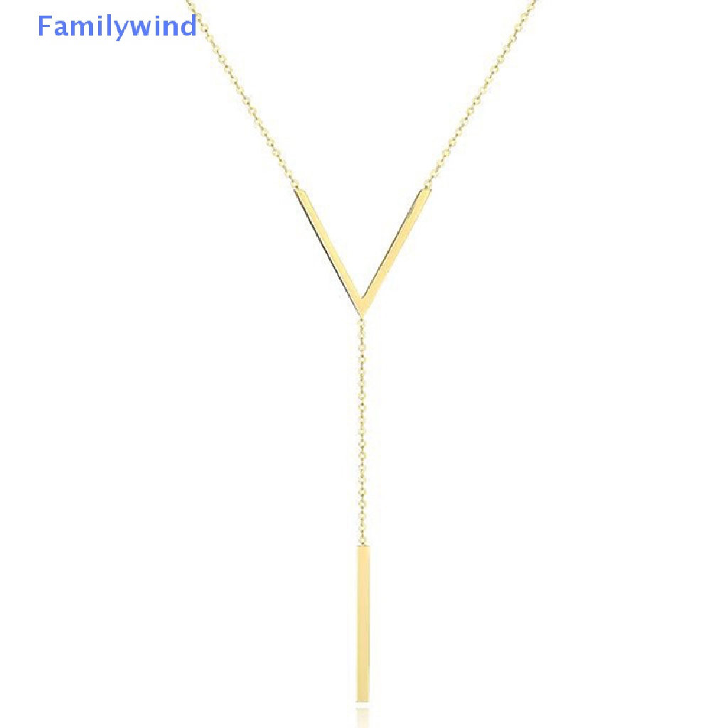 Vòng cổ Bằng Thép Không Gỉ Dáng Dài Chữ V Màu Vàng Thời Trang Cho Nữ