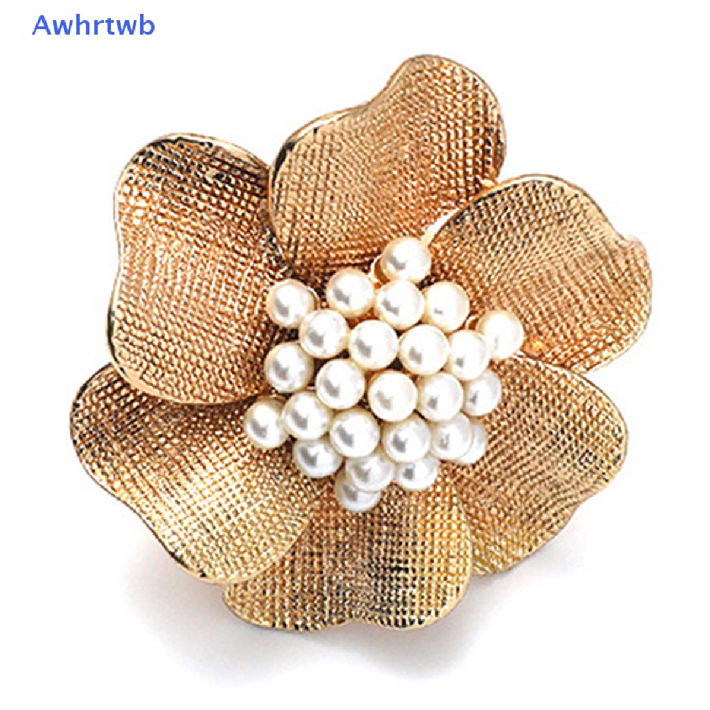 Nhẫn Kim Loại Hình Bông Hoa Đính Ngọc Trai Phong Cách Vintage Dành Cho Nữ Mới