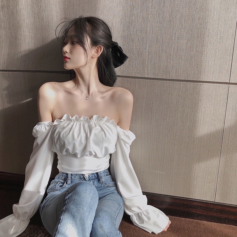 Áo Von Kiểu Mới Cổ Vuông Bo Nhún Dài Tay Phối Đan Dây Sau Lưng TTSLA1187