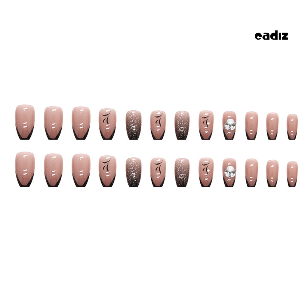 Bộ 24 Móng Tay Giả Ngắn Màu Đen Thanh Lịch Dễ Tháo Rời Không Harm DIY