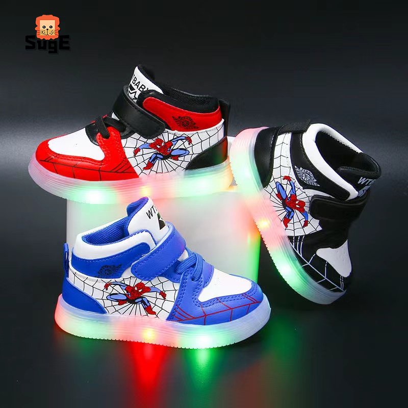 SUGE Giày trẻ em Người nhện Giày thể thao Thời trang Giày thể thao Đế mềm Giày thể thao Giày nam