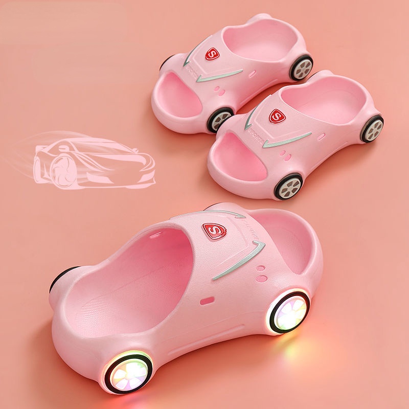 Dép Sandal Thể Thao Đế Mềm Chống Trượt Có Đèn Họa Tiết Hoạt Hình Xe Hơi Thể Thao Dành Cho Bé Trai