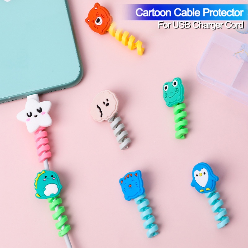 Kẹp Quấn Dây Cáp Sạc / Chuột Máy Tính Bằng Silicon Họa Tiết Hoạt Hình Dễ Thương