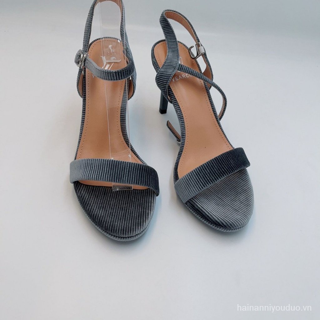 Giày Cao Gót Sandal Cao Gót Bằng Da Lộn Màu Xám Đậm Thời Trang Mùa Hè Hàng Mới Dành Cho Bạn Nữ