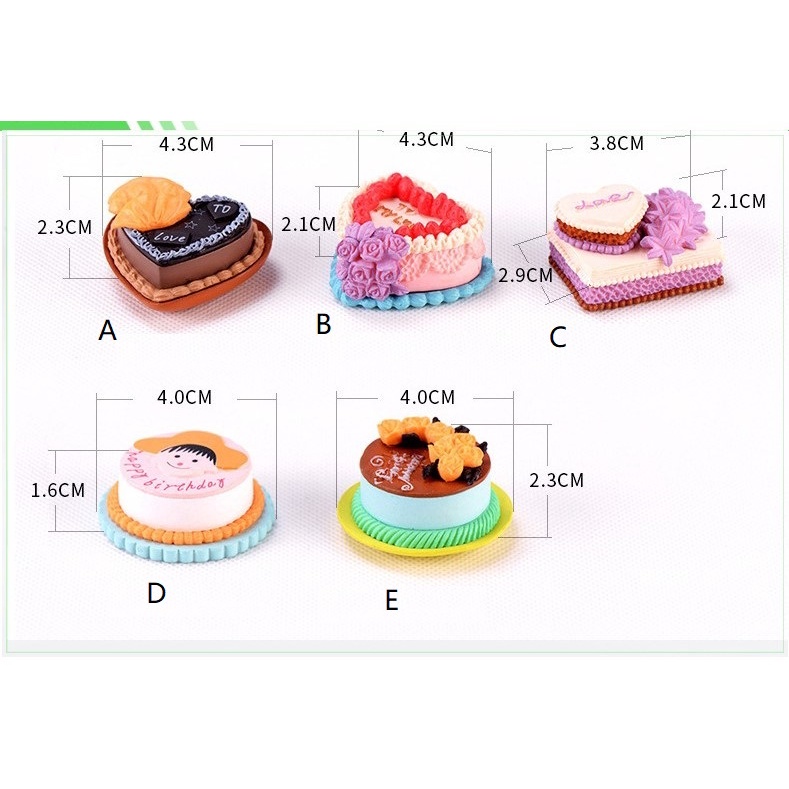 Mô Hình Tiểu Cảnh "Bánh Sinh Nhật Mini" Trang Trí Sen Đá, Sân Vườn/ Chậu Cây, DYI, Terrarium