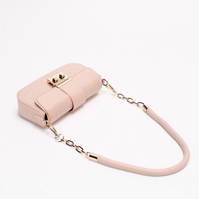 Túi Đeo Vai Vân Da Cá Sấu Màu Trơn Thời Trang Cao Cấp Cho Nữ