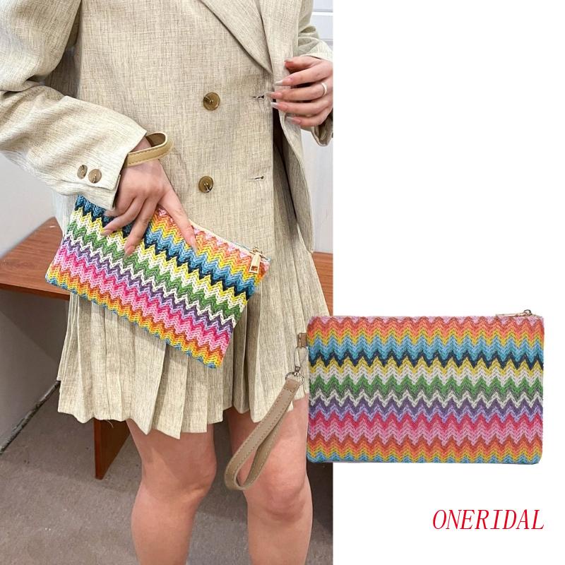 Túi Xách Đan Rơm Màu Sắc Tương Phản Thời Trang Cho Nữ