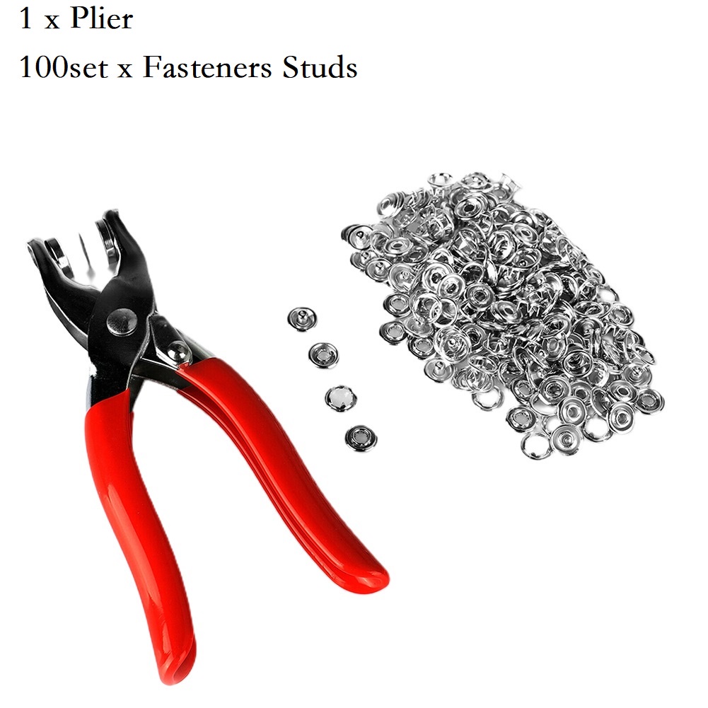 Bộ 100 Nút Bấm 9.5mm + Kìm Kẹp Chuyên Dụng Trong May Vá Bằng Kim Loại 24 Tiếng