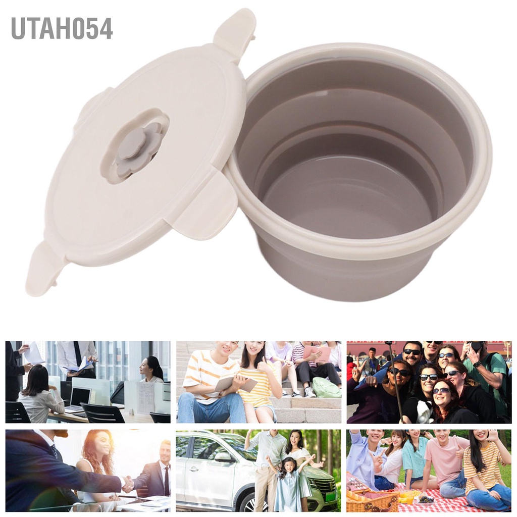 Utah054 Bát Có Thể Gập Lại 540Ml Silicone Cấp Thực Phẩm Chống Rò Rỉ Lò Vi Sóng Gấp Gọn An Toàn Cắm Trại Cho Văn Phòng Du Lịch Ngoài Trời