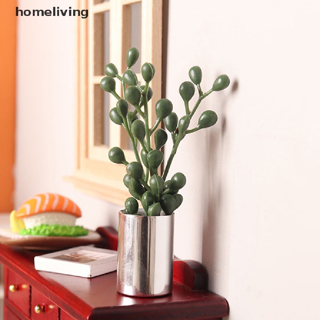 Mô Hình Chậu Cây Hình Bóng Đèn Mini Tỉ Lệ 1: 12 Dùng Trang Trí Nhà Búp Bê