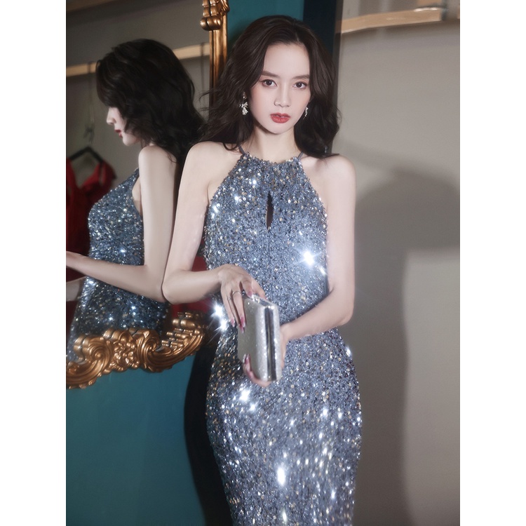 Đầm Đuôi Cá Dự Tiệc Thiết Kế Mới Đính Kim Sa Lấp Lánh Thời Trang Dành Cho Nữ