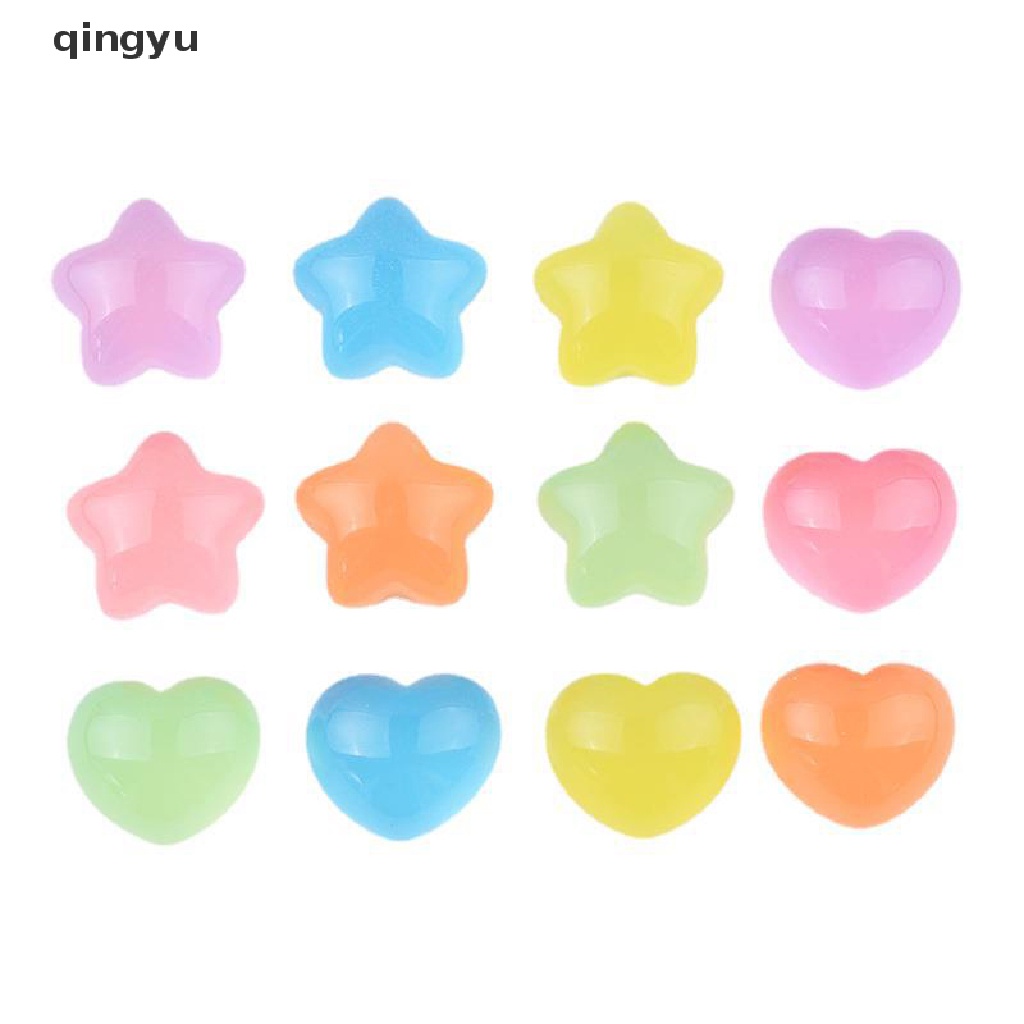 Bộ 5 Đồ trang trí Ngôi Sao / Trái Tim Hoạt Hình Mini Bằng Resin Phát Sáng Trang Trí Tiểu Cảnh