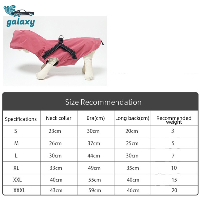 Galaxy Áo Mưa Thoáng Khí Chống Thấm Nước Có Mũ Trùm Dành Cho Cún Cưng Cỡ Vừa Và Lớn