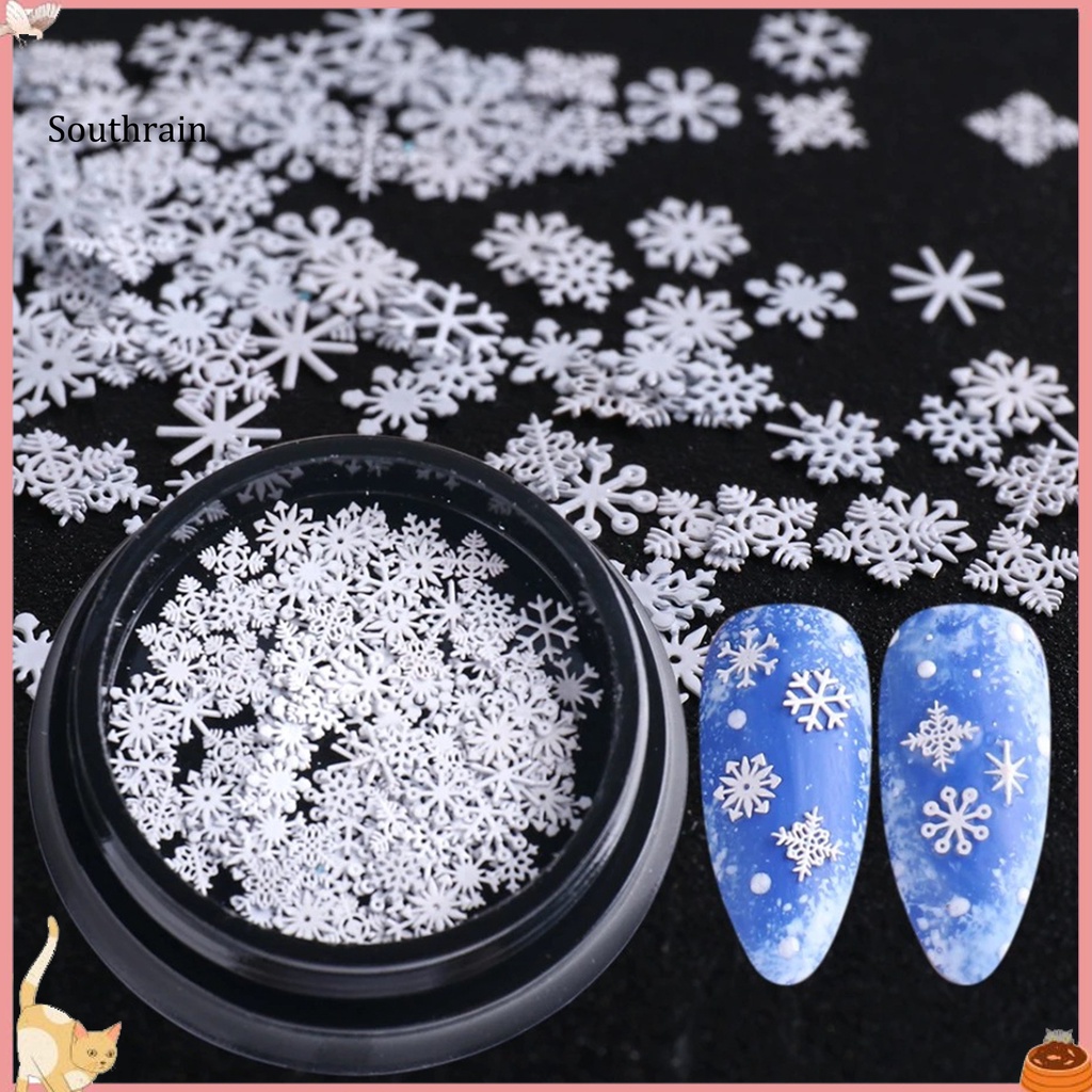 Bộ 100 Miếng Dán Trang Trí Móng Tay Hình Bông Tuyết 3D