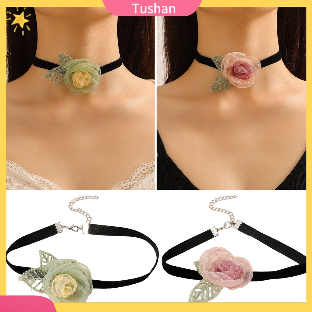 Vòng Cổ Choker Vải Sheer Màu Đen / Xanh Lá Tùy Chỉnh Thời Trang Cho Nữ