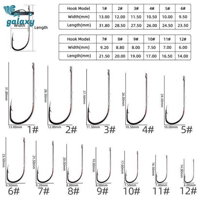 Galaxy Set 100 Lưỡi Câu Cá Bằng Thép Carbon Cao Cấp Kèm Hộp Đựng