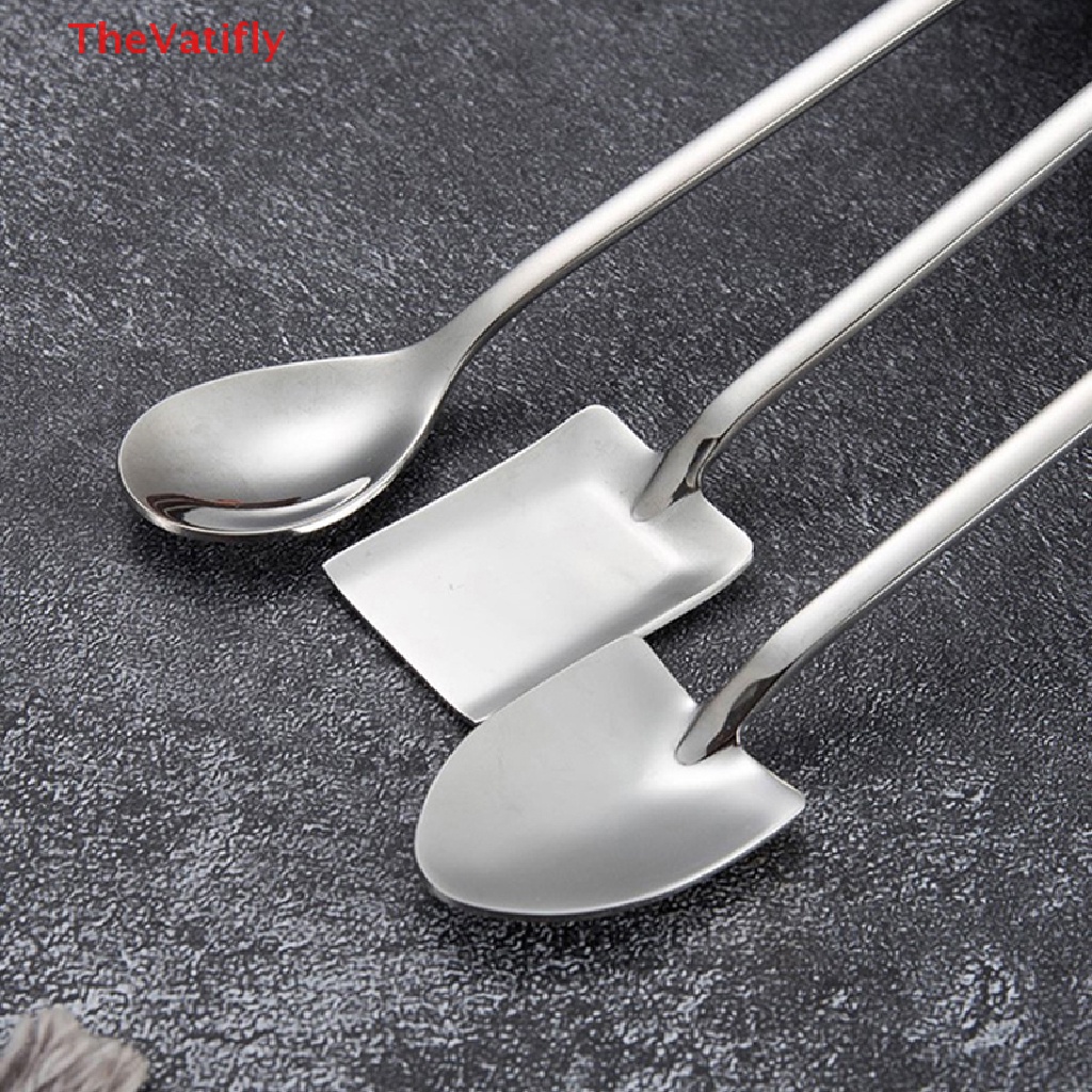 1 Muỗng Cà Phê Bằng Thép Không Gỉ Tay Cầm Dài