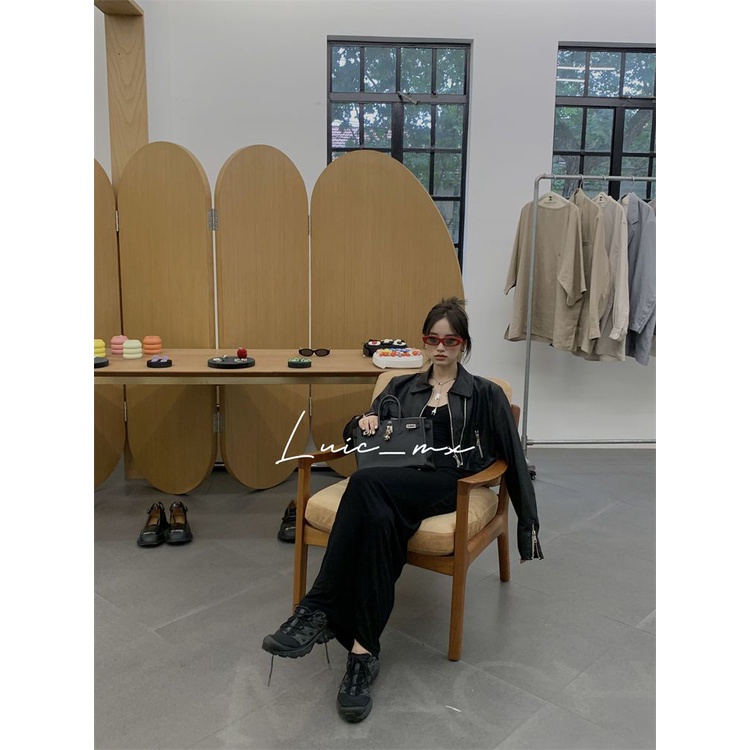 Áo Khoác Da pu Dáng Ngắn Phong Cách Retro Mỹ Thời Trang Xuân Thu Cho Nữ Tik Tok DE1T