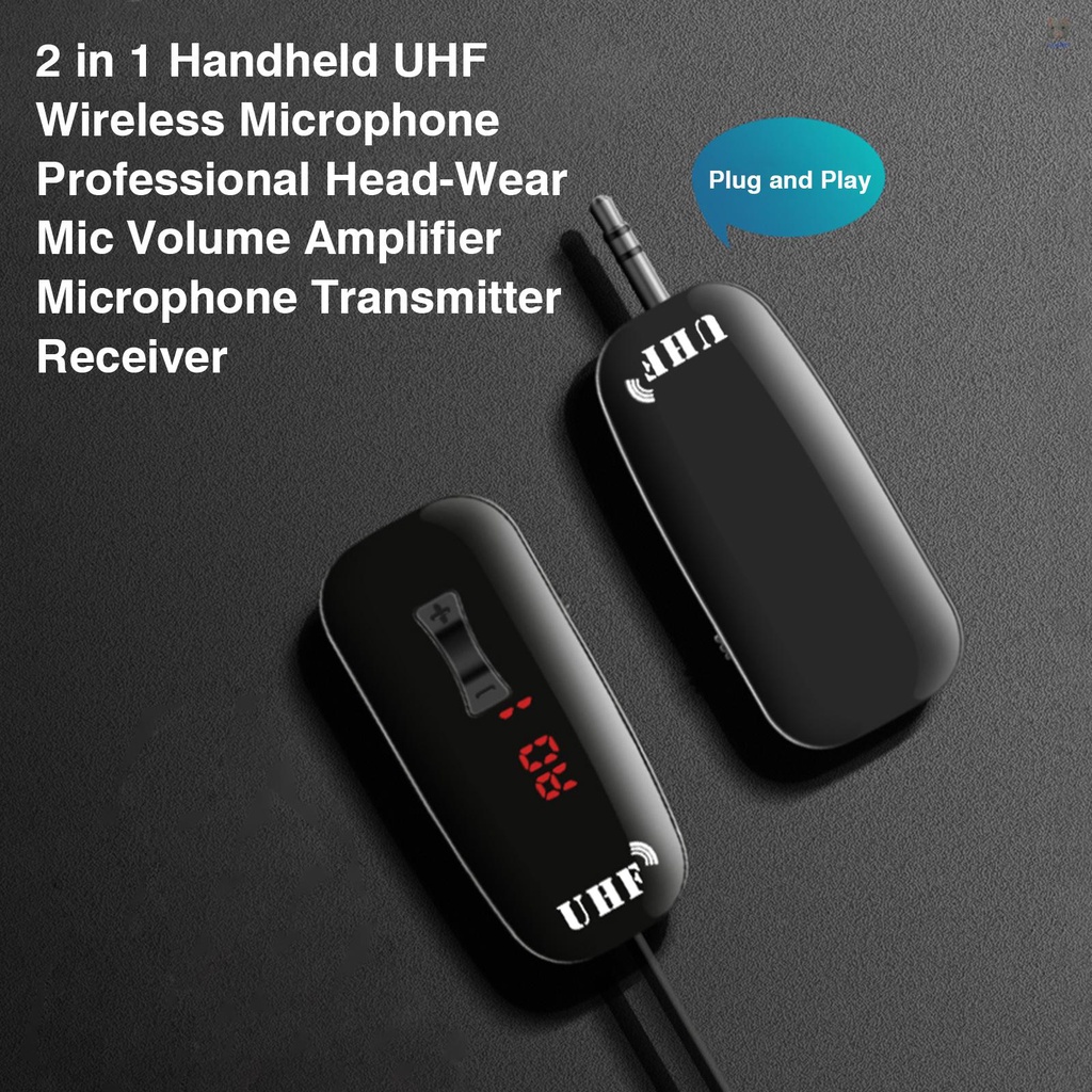 Bộ Micro Không Dây Cầm Tay 2 Trong 1 UHF Khuếch Đại Âm Lượng 50M Có Thể Sạc Lại