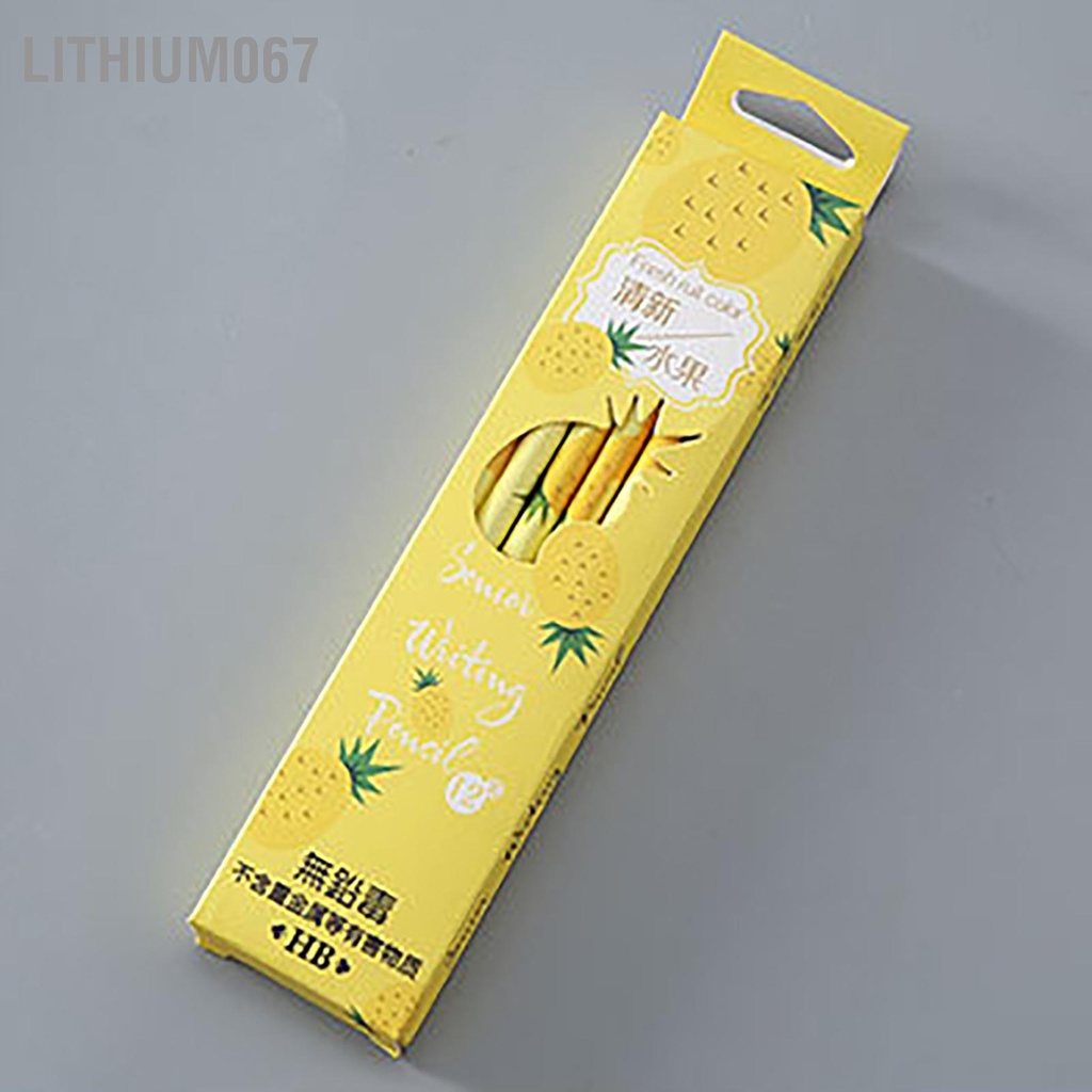 Lithium067 12 Chiếc Bút Chì HB Chất Liệu Gỗ Nén Họa Tiết Trái Cây Tay Cầm Thoải Mái Vòng Cực Đuôi Tẩy Cá Tính