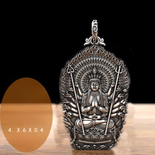 Dây Chuyền Bạc Bùa Hộ Mệnh Đạo Phật Giáo Cổ Điển Kích Thước Lớn Cho Nam Và Nữ