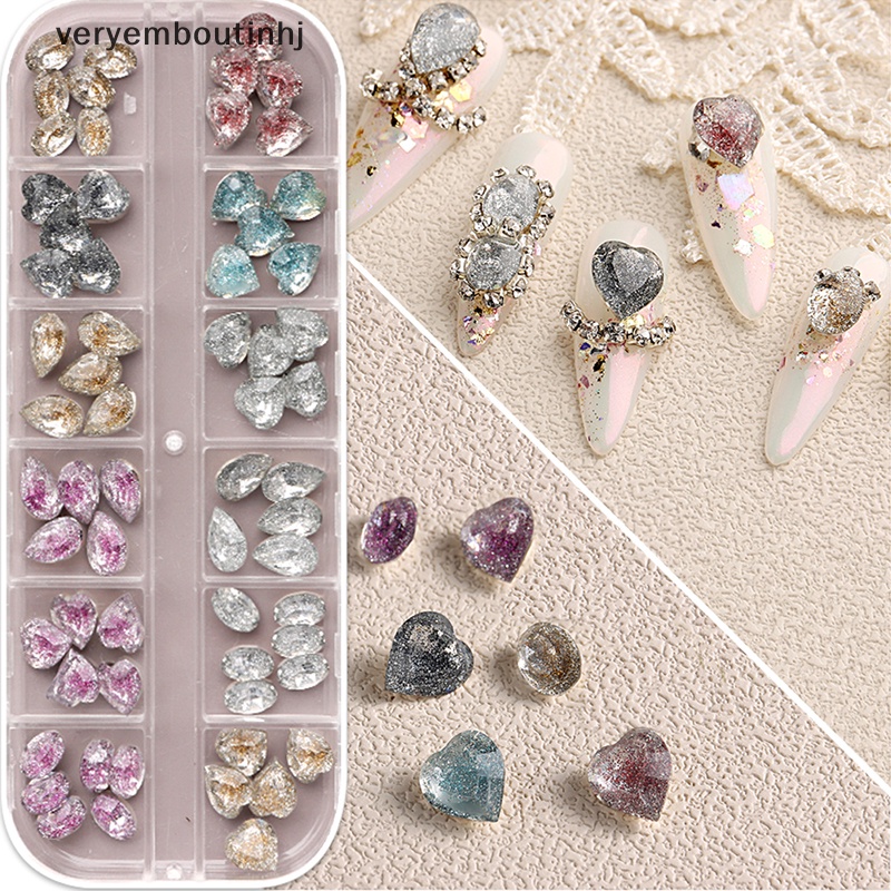 Hj Hộp 12 / 6 Hạt Kim Cương Pha Lê Nhiều Kích Cỡ / Phẳng n