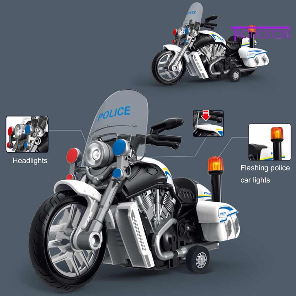 Đồ Chơi Xe Cảnh Sát Xe Máy Không Cần Khoan Tay Có Đèn LED Nhấp Nháy Cho Trẻ Em