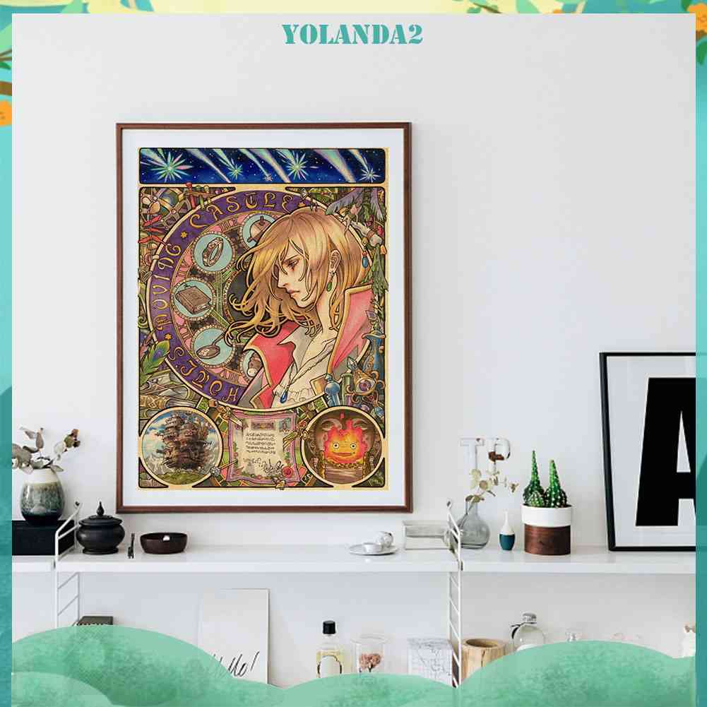 Bộ Tranh Đính Đá 5D Họa Tiết Hayao Miyazaki Độc Đáo DIY Dùng Trang Trí Nhà Cửa