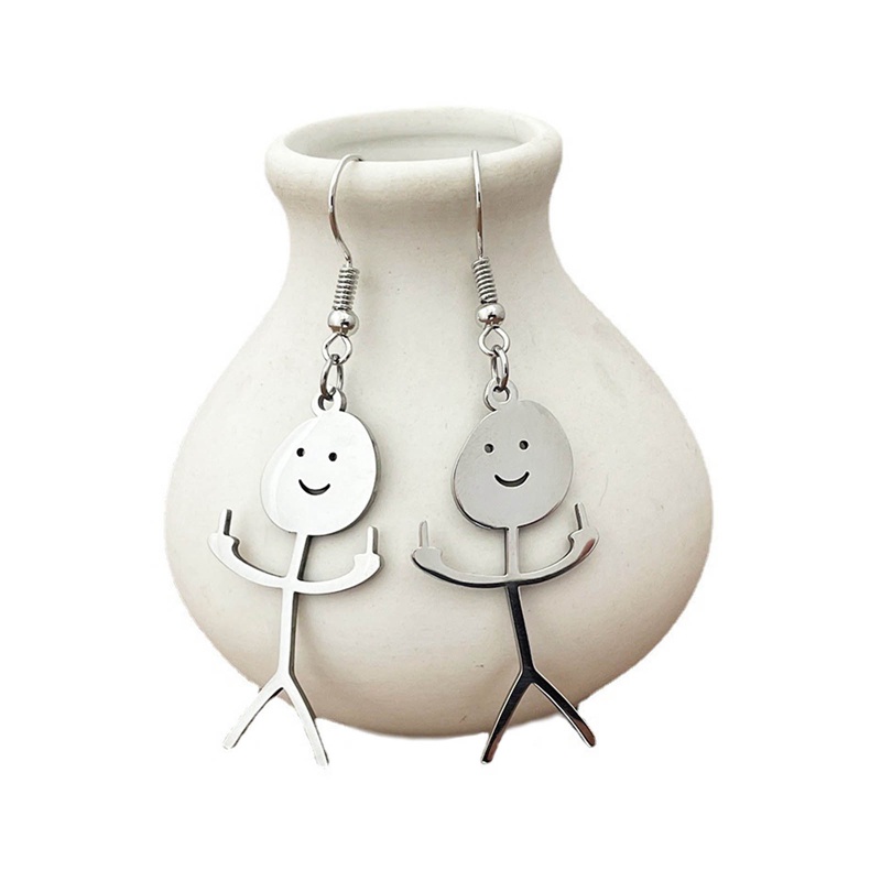 Bông Tai Bằng Thép Không Gỉ Hình Nguệch Ngoạc Vui Nhộn