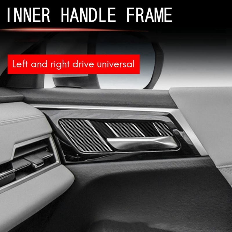 1 Cặp Miếng Dán Trang Trí Tay Nắm Cửa Bên Trong Xe Hơi Mitsubishi Outlander 2022 2023 Bằng Sợi Carbon