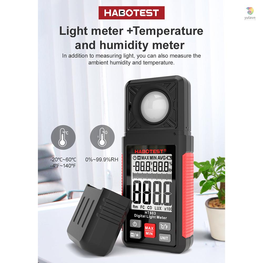 Máy Đo Độ Ẩm Kỹ Thuật Số HABOTEST HT603 200,000 Lux Có Màn Hình Hiển Thị LCD