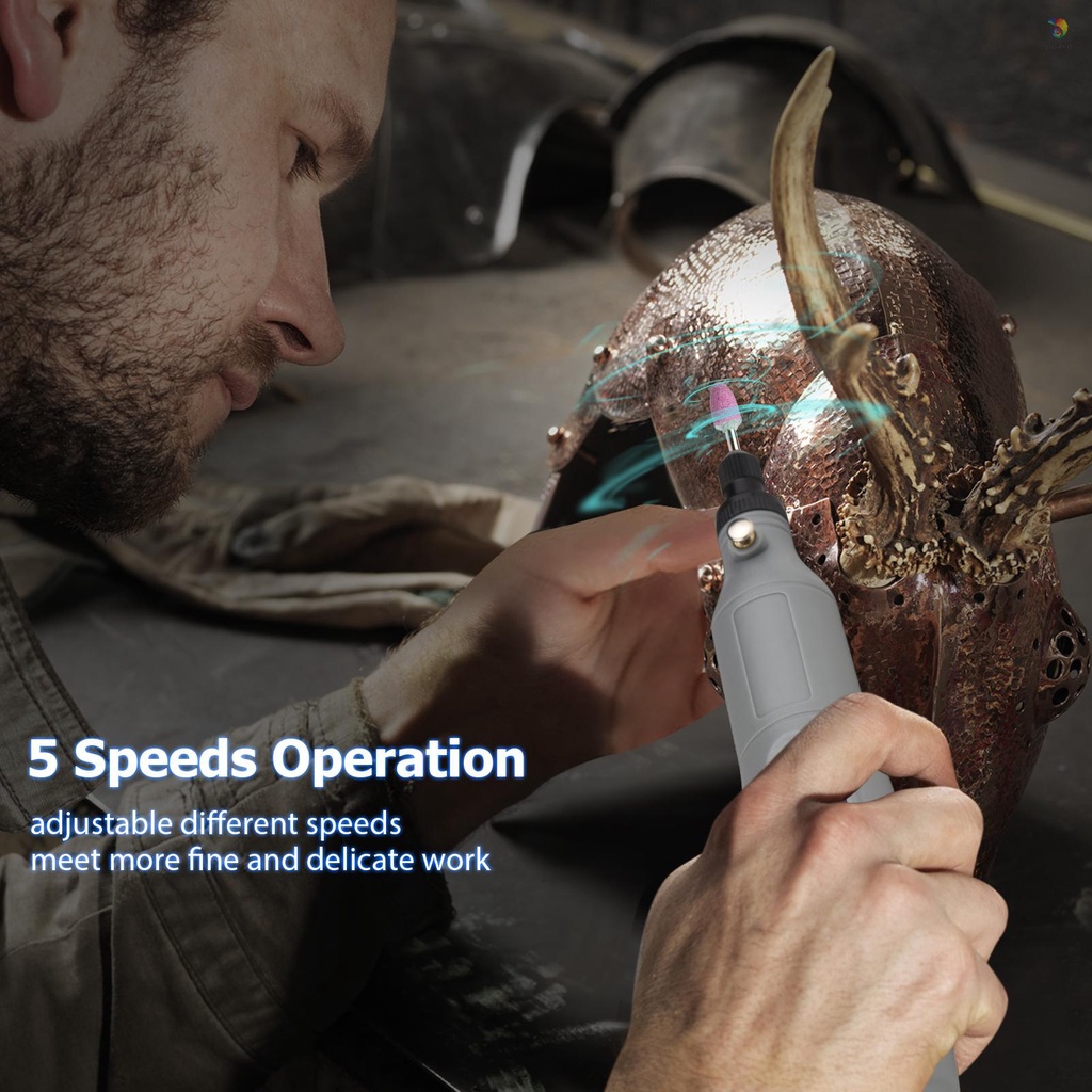 Bộ Dụng Cụ Khoan Điện Mini Cầm Tay Không Dây Sạc USB 5 Tốc Độ Kèm Đèn LED Đa Năng